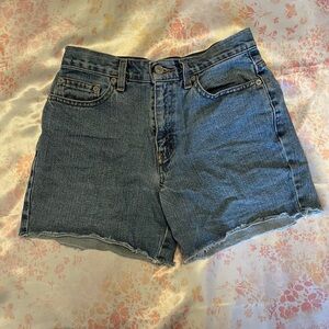 LONDONJEAN Medium Blue Denim Cutoff Shorts